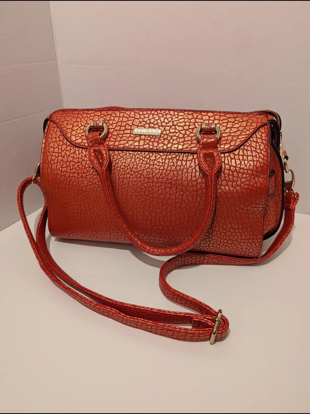 Michael Kors Textured Red Satchel Handbag